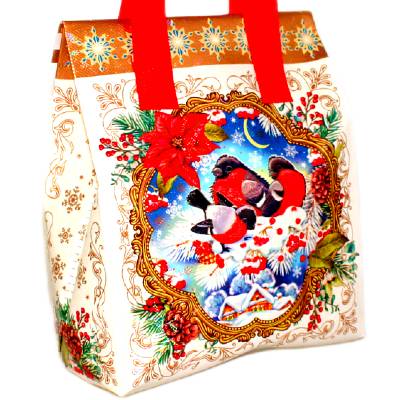 Детский новогодний подарок в текстильной упаковке весом 600 грамм